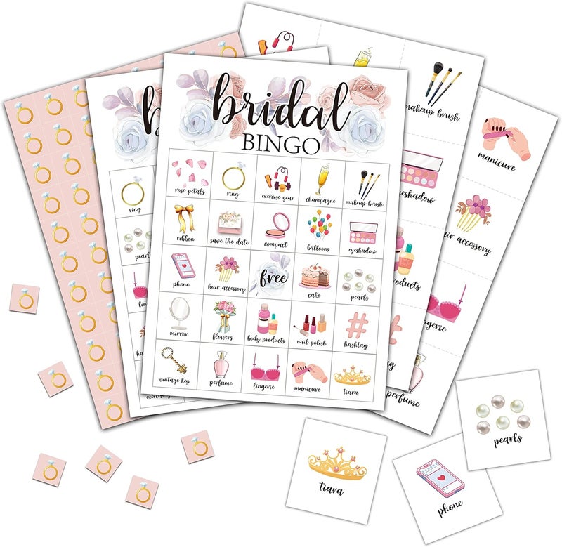 Foosproea Bridal Bingo Cards, Bridal Shower Game for 24 Players, Wedding/Bachelorette Party Games for Family Friends Activities, Holiday Party Favors Supplies Decorations(06) - Image 1